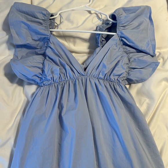 Day+Moon Light Blue Ruffle Sleeve Mini Dress Small - Picture 3 of 4